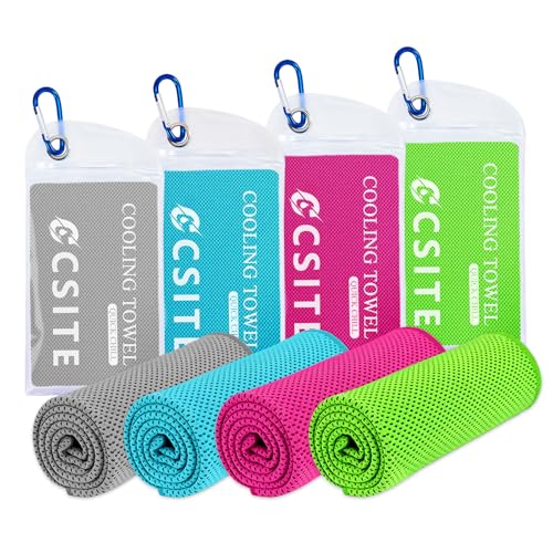 Image of CSITE Cooling Towels for Neck and Face - 4 Pack 47x12 Inch Ice Cold Microfiber Towels, Soft & Breathable Cooling Towel for Hot Weather, Sports, Yoga, Workout, Running, Golf, Camping