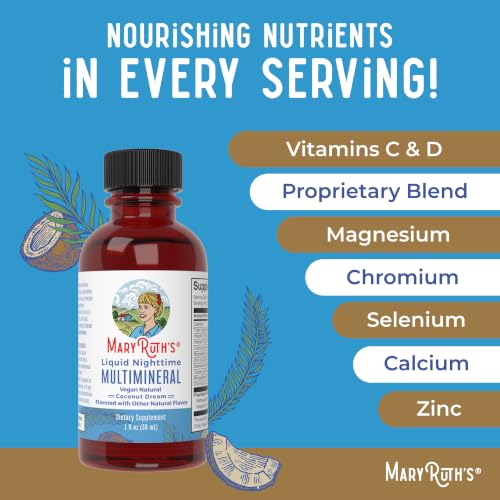 Image of MaryRuth's Liquid Nighttime Multimineral Travel Pack | NO Melatonin | Bedtime Routine | Magnesium Citrate | Calcium | Zinc | Vitamin D3 | Vegan | Sugar Free | Gluten Free | 1 Oz | 8 Servings