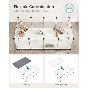   SONGMICS-Pet-Playpen-with-Floor-Small-Animal-Pen-Pet-Fence-Indoor-DIY-Plastic-Enclosure-for-Hamsters-Hedgehogs-492-x-248-x-165-Inches-White-ULPC001W01