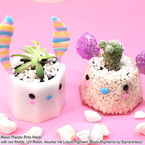 Funshowcase Octagon & Round Flower Pot Silicone Molds 6-Count, For Epoxy Resin Concrete Clay Succulent Planter Bowl Ashtray Candle Soap Pen Holder #TOP7