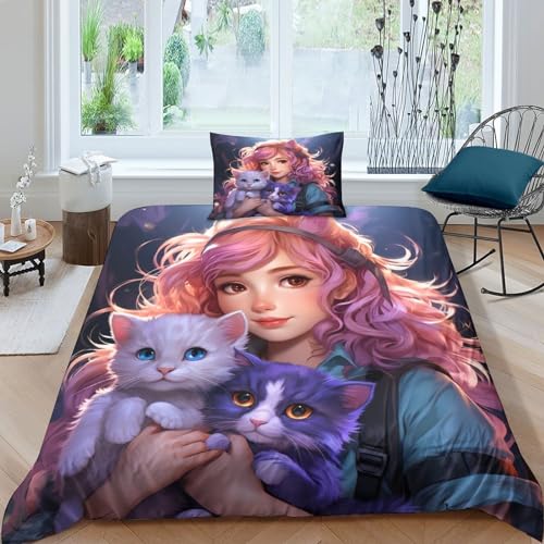 Ensemble de bedding de qualité supérieure au motif imprimé anime net - 2