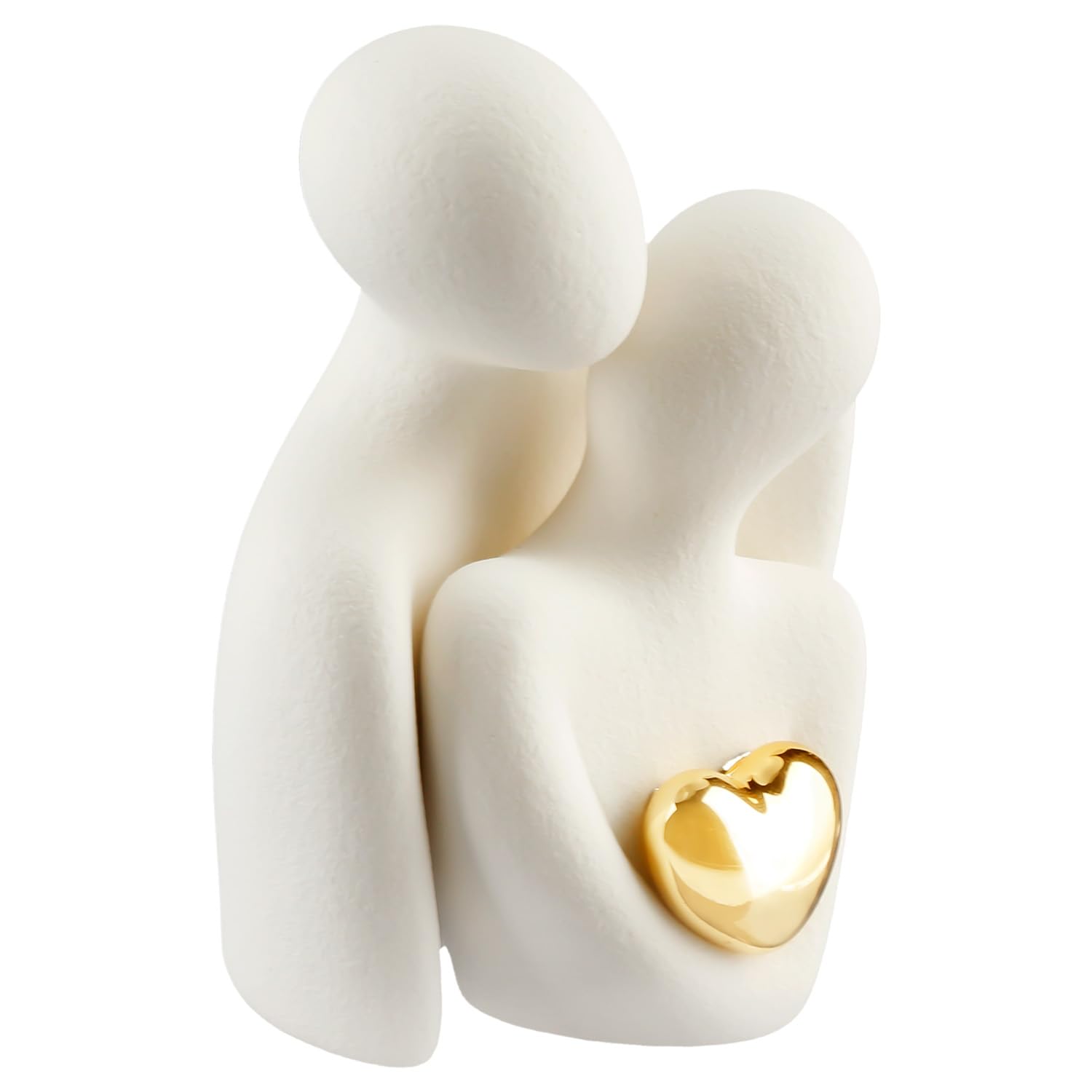 wellrun Romantic Couple Statue,Abstract Sculpture Figurines for Living Room,Couple Hugging Ornament for Wedding,Anniversar,Home Decor(Yellow Heart)