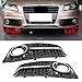 HZYCKJ Noir Chrome Anneau Garniture Antibrouillard Grille Couverture Pour Audi A4 B8 2008-2011 Grill Paire 8KD 807 681 8KD 807 682
