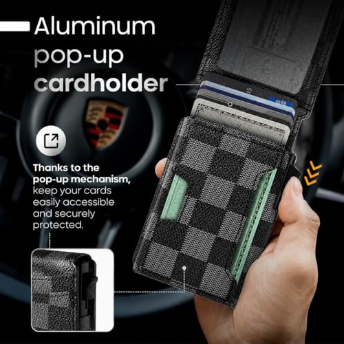 Image of Smart Wallet for Men with Tracker, Wallet Tracker Works with Apple Find My (iOS), No AirTag Needed, RFID Blocking Slim Wallet, Pop-Up Card Holder, Leather Money Clip, Not for Android.
