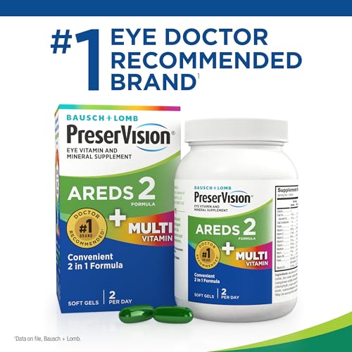 Image of PreserVision AREDS 2 + Multivitamin,#1 Eye Doctor Recommended Brand,2-in-1 Eye Vitamin with Lutein,Zeaxanthin,Zinc,and Vitamin C,D & E,80 Softgels,(Pack of 2)