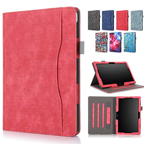 Duanr Lenovo TAB5 SoftBank 801LV/Lenovo Tab M10 10.1インチ 専用ケース カバー ハンドストラップ付き スタンド機能 カード収納 衝撃吸収 耐衝撃 タブレットケース