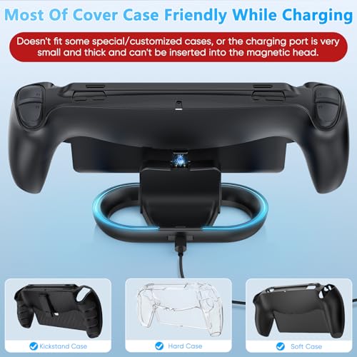 FASTSNAIL Charging Stand for PS Portal Compatible with Hard/Soft Cover, RGB Charge Station for TPU/EVA/Silicone Protective Case When Charging, Charge Holder for PlayStation 5 Portal (Black) - Image 3