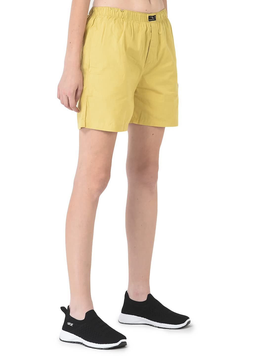 Cozmostore Women's Yellow Cotton Boxer Shorts (in, Alpha, L, Regular, Yellow) 2