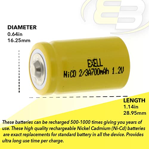 20x Pilas Recargables NiCD 2/3A 1.2V 700mAh Botón Superior miniatura 3