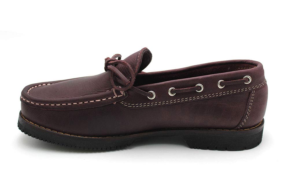 Zapato náutico, de Piel con Cordones y Suela de Goma, Hecho en españa, para: Hombre