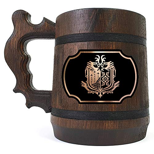 MHW World Beer Mug, Personalized Stein, Wooden Tankard