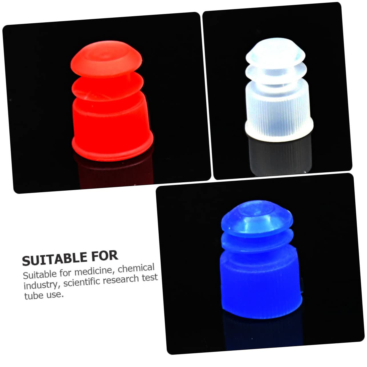 OSOLADY 3sets 12mm Plastic Test Tube Plugs Medical Tube Cork Stoppers 100 Count Set 100pcs*3 Random Color