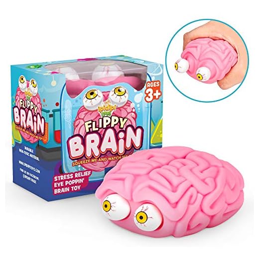 Flippy Brain Squishy Eye Popping Squeeze Fidget - Stress Relief Ball - Anxiety Reducer Sensory Play - Gag Stocking Stuffers - Gift For Boys and Girls - Suitable For Autism, ADHD | Fun Halloween Toy