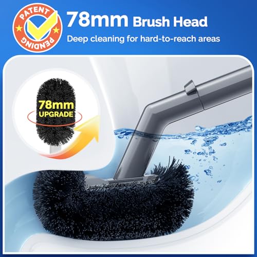 Image of HAMITOR Toilet Plunger and Brush Set for Bathroom Cleaning with Extented Handle - Heavy Duty Toilet Plunger Combo Accessories with Caddy Stand Holder for Small Space - Gray