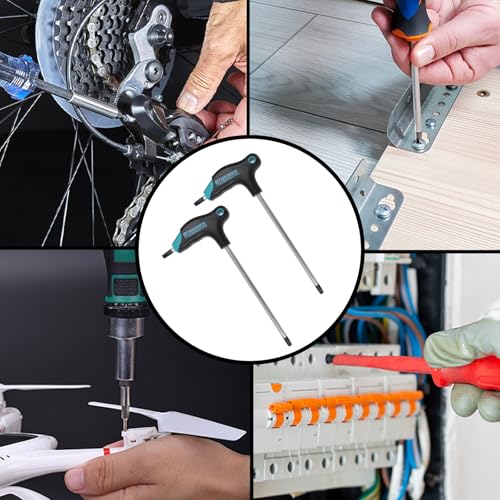 Image of Antrader T30 Torx Wrench,Anti Tamper Proof Hex Key,Cr-V Steel T-Handle Dual End Long Arm Screwdriver 2pcs