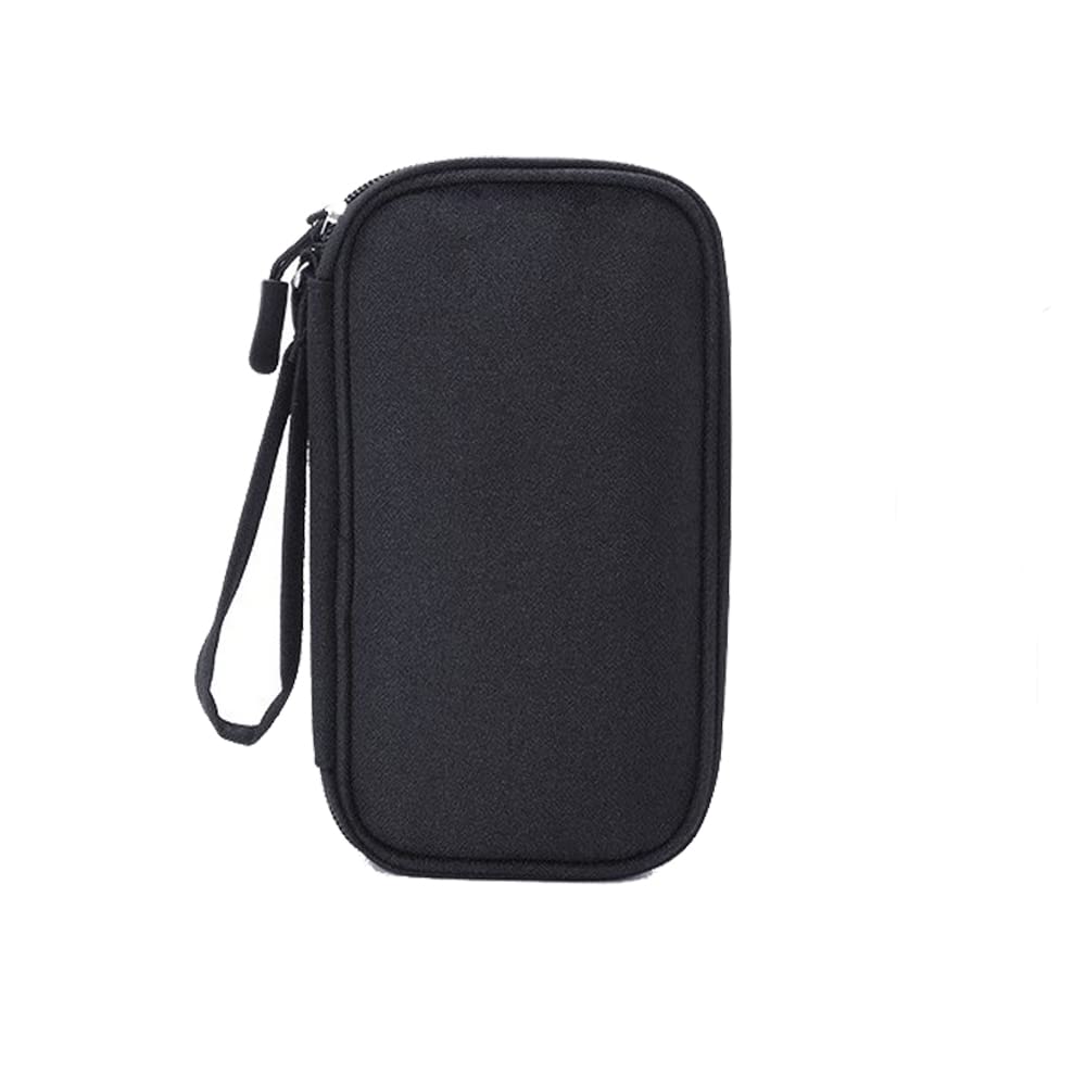 Double Layer Diabetic Supplies Organizer Bag Travel Case with Hand Strap for Insulin Pen, Test Straps, Lancets, Blood Glucose Meters, Lancing Device, Syringe, Needle, Alcohol Wipes, Vials (Black)