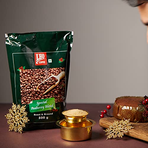 Image of LEO COFFEE Special Peaberry, Freshly Ground Filter Coffee Powder, 250G, Pack Of 2 (Medium Grind) - Glass Bottle