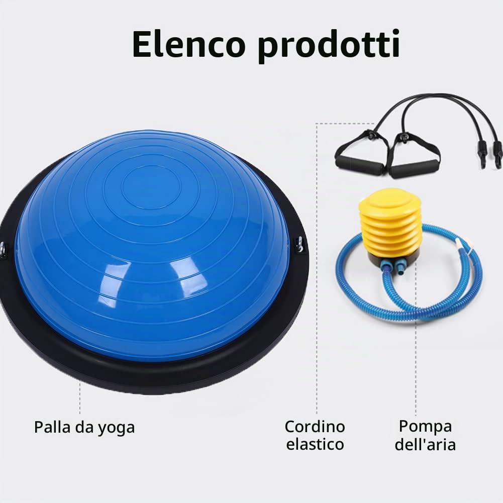 Balance Trainer Fitball Equilibrio Fitness Palla di Allenamento Equilibrio 46 cm con fascia elastica Stazione di Bilanciamento per Yoga Pilates Fitness