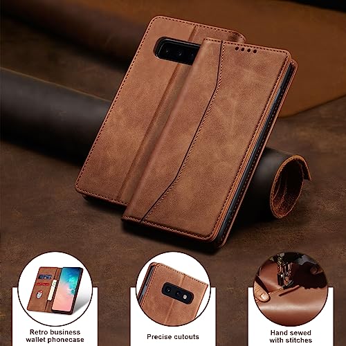 Image of Jasonyu Flip Wallet Case for Samsung Galaxy S10e,Brown