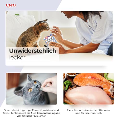INABA Juicy Bites 98% Hühnerfleich 29% Protein, Reich an Hähnchen & Thunfisch, Kalorienarm Katzen Leckerlies, No Grain, No Sugar, No by-Products, Köstliche und Weiche Cat Treats 33.9 g (1er Pack)