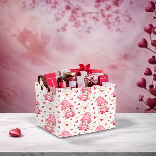 Image of Cute Heart Valentine's Day Basket Gifts Empty Storage Basket for Kid and Baby Room Decor (Elf Envelope Love)