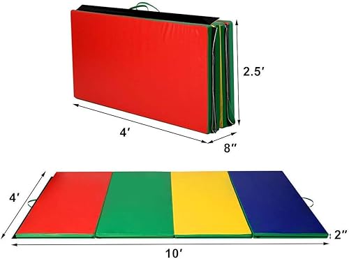 Miniatura 6 de outdoor basic HOMGX - Alfombrilla de gimnasia plegable gruesa de 4 x 10 x 2 pulgadas