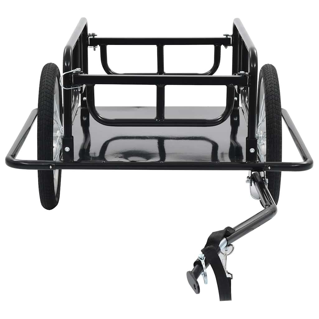 Przyczepa rowerowa składana ze stali, 130 x 73 x 48,5 cm, czarna, z szybkozamykaczem do transportu bagażu i narzędzi