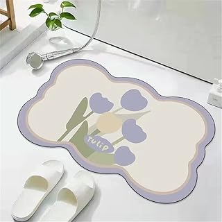 さわやか 花柄 バスマット 50ｘ80cm 玄関マット キッチンマット風呂マット速乾 調湿 吸水性テッククロス ファイバ キッチンマット 滑り止め 浴室 洗面所ペット用 屋内 室内北欧マット浴室足ふきマット A18