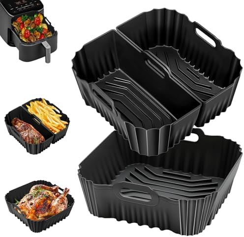 Molde Silicona Freidora de Aire, Molde Air Fryer para Cosori Turboblaze 5.7L/6L/6.2L/6.4L, Accesorios Airfryer para Cecotec 6L, Reutilizable Cuadrado Airfryer Molde