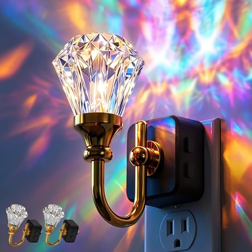 Image of L LOHAS LED Night Lights Plug into Wall - 2 Pack 10-Color Changing RGB Floral Night Lights with Auto Sensor, 3 Brightness Levels, Rotatable Plug in Nightlight for Bedroom, Nursery, Hallway, Gift