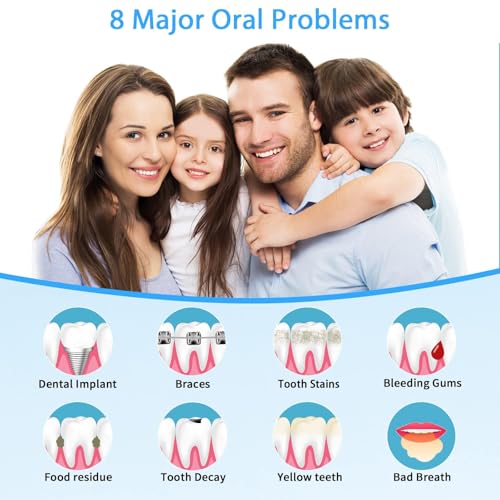 Image of TUREWELL Water Dental Flosser for Teeth /Braces, Water Teeth Cleaner 8 Jet Tips and 10 Pressure Levels, 600ML Large Water Tank Oral Irrigator for Family(Black)