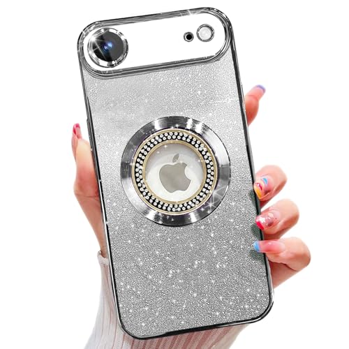 Image of Misscase for iPhone Air Magnetic Glitter Case Compatible with MagSafe,Full Protection Slim Shockproof Case with Camera Lens Protector Plating Bling Cover Case for iPhone 17 Air 6.5 inch Silver
