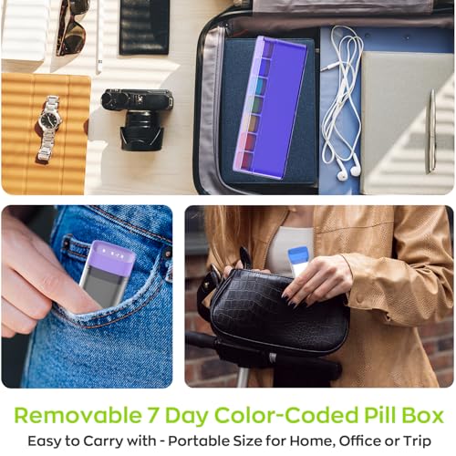 Image of Weekly Pill Organizer 1 Time a Day, HIONXMGA Detachable Travel Pill Box 7 Day (Original Version), Large Medicine Pill Case Container for Daily Medication Vitamin Supplement Fish Oil, Purple