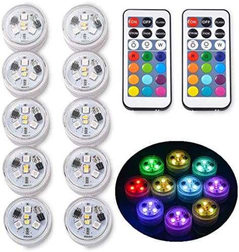 Underwater Led Lights with Remote, Waterproof Multi Color Submersible Led Lights Battery Operated Pool Lights for Halloween Christmas Party-10 Pack