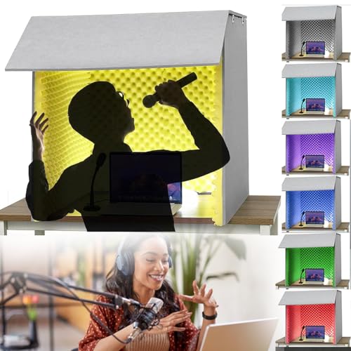 Lakenbroade Cabina insonorizada portátil, Cubierta insonorizada de Escritorio, Caja de Cabina de Sonido de fabricación Propia, Protector de Aislamiento, Protector de absorción Vocal,Gray