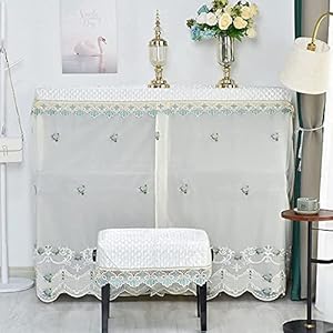 Pianohoes Rechte Hoes Borduurwerk Leuke Kanten Piano Volledige Hoes Stofdichte Hoes Heldere Bloemen Luxe Elegante Piano…