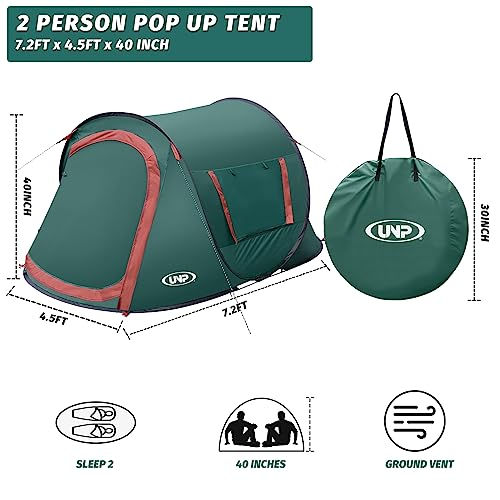 Image of Pop-up Tent,2 Person Camping Tent,Instant Portable Beach Tent,Easy Pop Up Shade Tents 2 Doors for Camping Hiking & Traveling with Carrying Bag