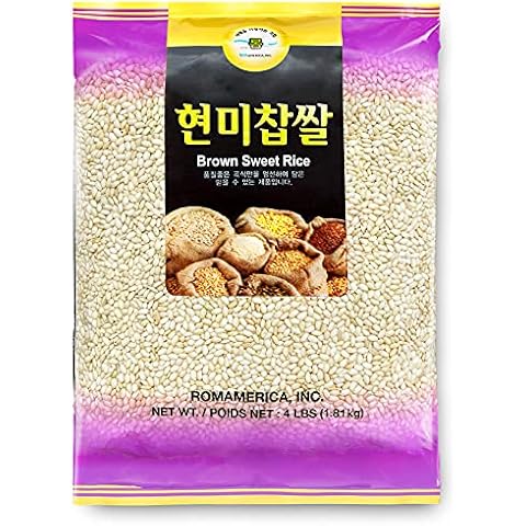 ROM AMERICA Sweet Sticky Glutinous Short Grain Brown Rice for Asian Cooking and Desserts - Risotto, Porridge, Healthy Breakfast Bowl, Soups, Pudding - 현미찹쌀 Hyeonmi Chapssal - 4 Pound (Pack of 1) Cover