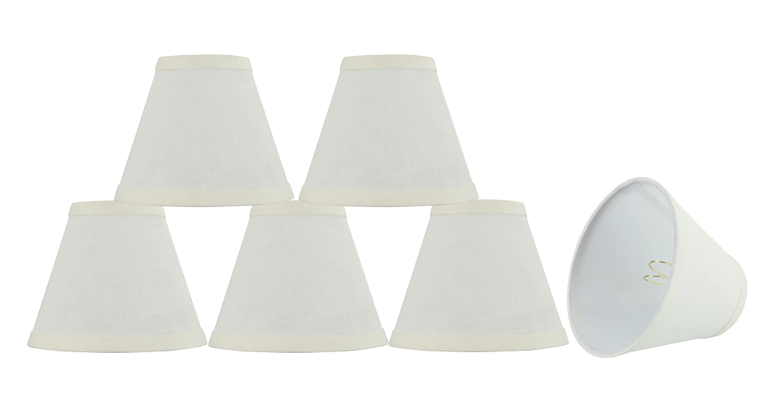 Aspen Creative 32110-6A, Hardback Empire Clip-On Chandelier Lamp Shade, Off-White, 3" Top x 6" Bottom x 5" Slant Height, Set of 6