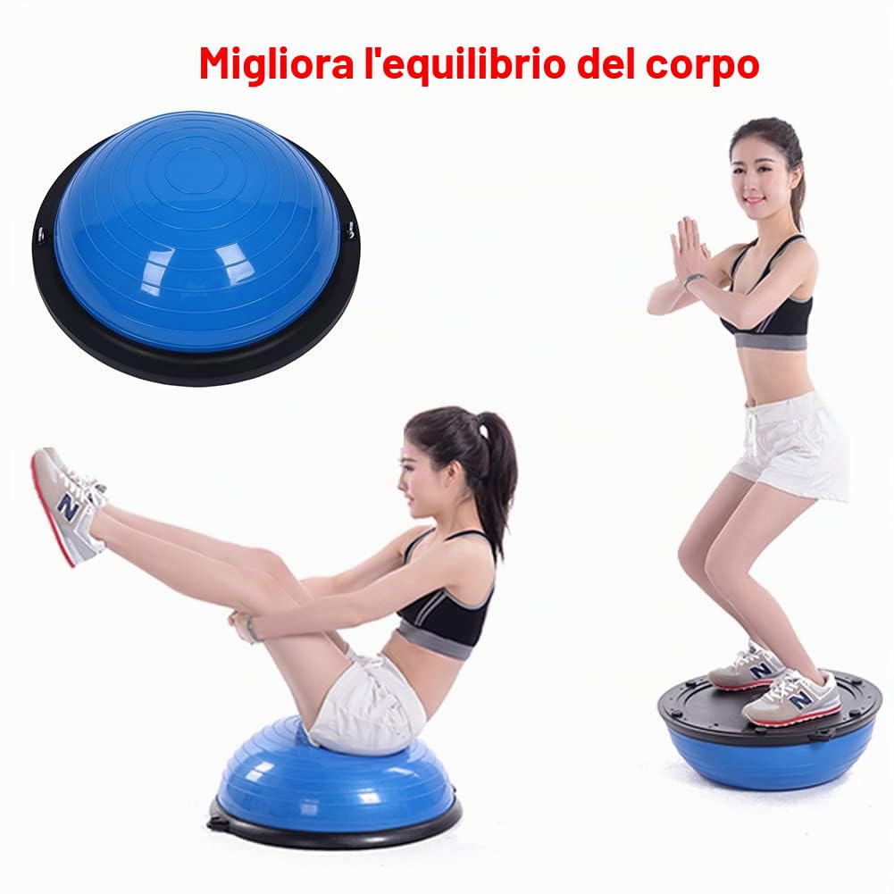 Balance Trainer Fitball Equilibrio Fitness Palla di Allenamento Equilibrio 46 cm con fascia elastica Stazione di Bilanciamento per Yoga Pilates Fitness