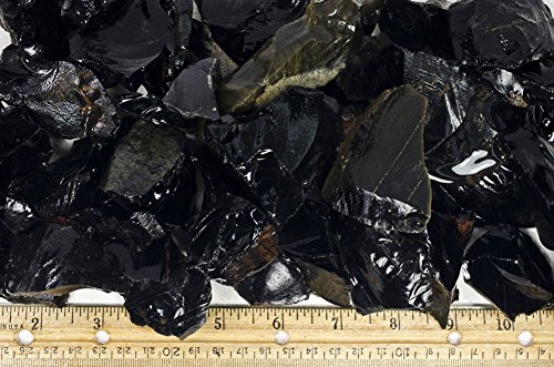 Fantasia Materials: 1 Lb Of Black Obsidian Rough Stones From Mexico - Raw Natural Volcano Glass #TOP2