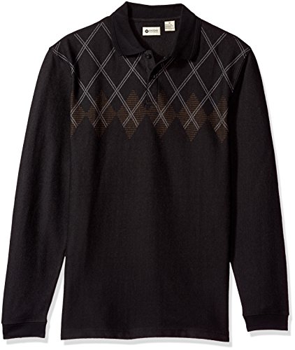 Haggar Men's Long Sleeve Double Jacquard Knit Polo