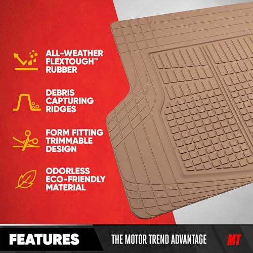 Image of Motor Trend FlexTough Rear Cargo Mat - Heavy-Duty Trimmable Car Trunk Mat for Back of SUV, Universal Rear Cargo Liner for SUV, Flexible Trunk Liner, Automotive Floor Mats & Cargo Liners (Beige)