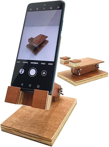 Miniatura 1 de Soporte de madera natural para teléfono celular, totalmente plegable, ajustable, compatible con todos los teléfonos y tabletas