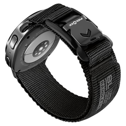 Image of Bandletic Nylon Band Compatible with Samsung Galaxy Watch 8 40mm 44mm / Watch 8 Classic 46mm 2025, No Gap Soft Breathable Replacement Strap for Men Women with Magnetic Fidlock V-Buckle,Black M