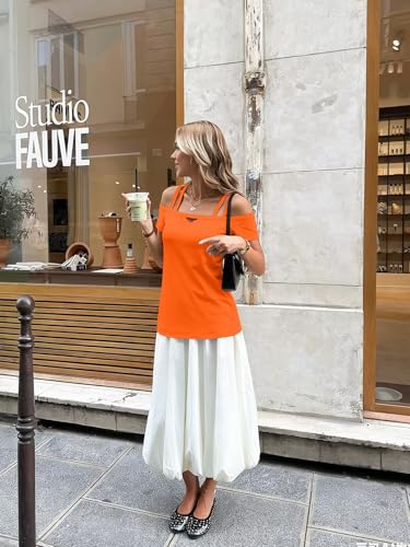 Image of Bliwov Womens Cold Shoulder Tops Short Sleeve Cute Sexy Summer Spring Beach Vacation T Shirts Fashion Outfits Basic Clothes