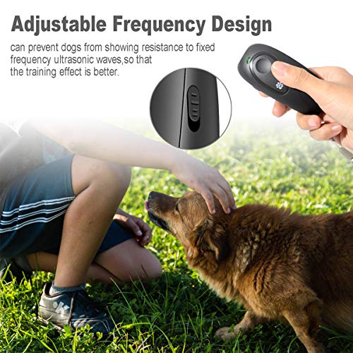 PetUlove Dog Barking Control Devices, Ultrasonic Anti Barking Device, 2 in 1 Adjustable Frequency Dog Barking Deterrent Devices Handheld Dog Training Device with LED Indicator Wrist Strap (B) - Thumbnail 3