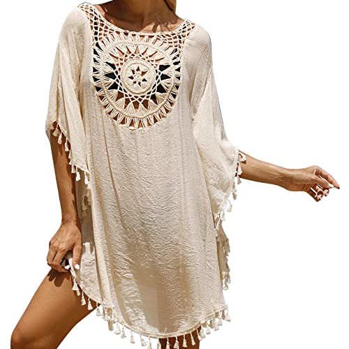 Robe de plage sexy pour femmes avec patchwork uni et pompons
