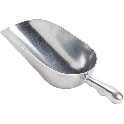 38 oz Aluminum Utility Scoop with Contoured Handle, One-Piece Aluminum Scoop by Tezzorio for Dry Goods, Spices, Candies, Popcorn, Flour