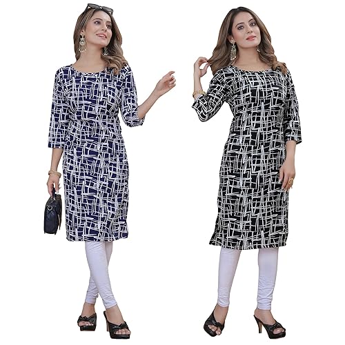 Image of Women's Multicolor Stylish Crepe Kurta||Pack of 2 Kurta||Kurta for Women